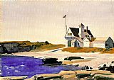 Maine Canvas Paintings - Coast Guard Station, Two Lights, Maine